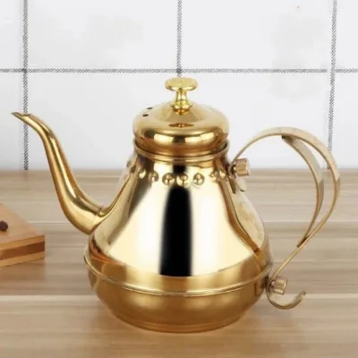 Arabic Novelty Style Stainless Steel Gooseneck Drip Coffee Tea Kettle with Filter Lid Eco-Friendly 1.2/1.8L Capacity for Parties