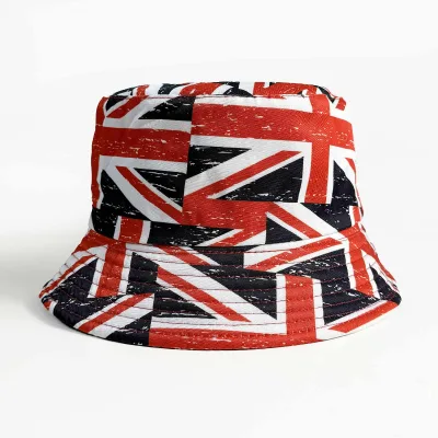 British Flag Pattern Bucket Spring and Summer Outdoor Beach Sun Hat Versatile Double-Sided Wear