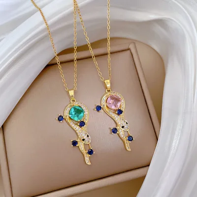 Antique Snake Full Diamond Fashion Light Luxury Elegant Necklace