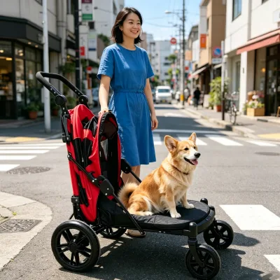 JXB PG8650 Multiple Ventilation Windows Foldable All-Terrain Pet Buggy Big Rear Door for Outdoor Use