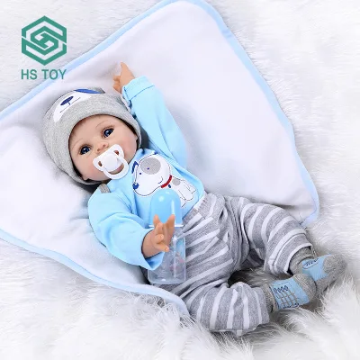 HS High Simulation Realistic 55cm Angel Newborn Full Body Baby Silicone Rubber Reborn Cotton Dolls for Gift Baby Doll