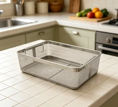 Portable Lightweight Stainless Kitchen Filter Basket Home Kitchen Small Fruit Berry Rinsing Tray