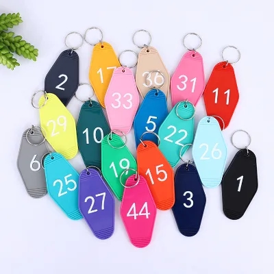 Wholesale Cheap Colorful Plastic Durable Diamond Shape Motel Keychain Blank Custom Printing Hotel Motel Key Tags