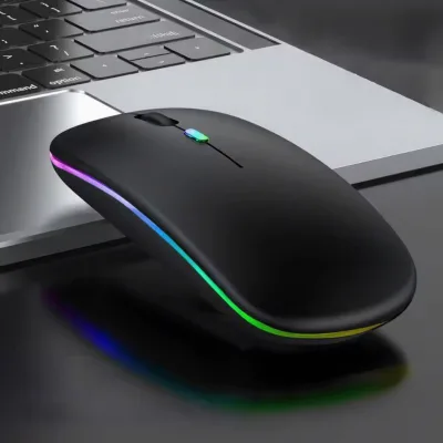 RGB LED Backlit 1600DPI Rechargeable Ultra-Thin Mini Optical Mouse 4D 2.4GHz Wireless for Laptop/PC 3D Bluetoothes USB Interface