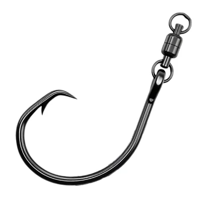 High Quality 5pcs Hooks With Swivel Ring 5/0#-12/0# Anti-tangling Sea Fishing Hooks Fishhook Swivel Rig Tackle