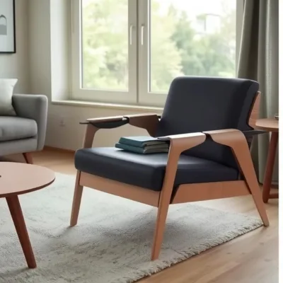 Nordic Modern Accent Chair Occasional Wooden Relax Leisure Lounge Chair for Living Room Custom Modern Leather Lounge Chair