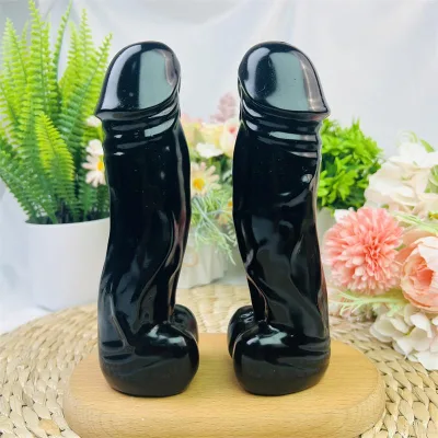 Wholesale Price Polished Hand Carved Natural Reiki Healing Obsidian Crystal Penis Dildo Carving Yoni Wands for Sexy Women