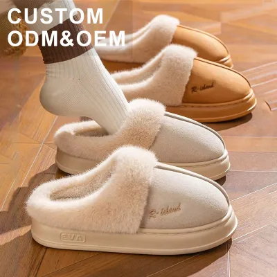 Custom Fashion Comfort 2025 New Winter Fur Fluffy EVA for Slippers Soft Thick Open Toe Suede for Ladies for Home Indoor Autumn
