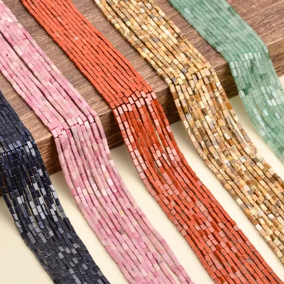Wholesale 2x4mm Natural Stone Rose Quartz Labradorite Cuboid Beads Versatile Loose Beads for Bracelets Necklaces Earrings Making