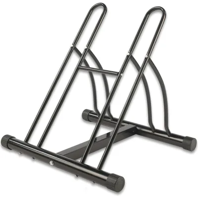 Bicycle Parking Rack Reversible Floor Stand for Two Bikes Heavy-Duty Design for Indoor Outdoor Storage