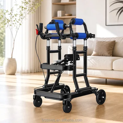 Pneumatic Lift Adult Rehabilitation Walker Hemiplegia Walking Aid Seat Anti-Tilt Backrest CE Certified for Stroke Patients