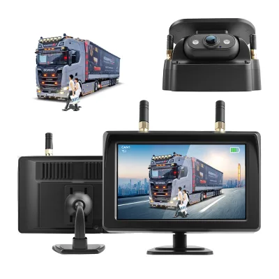 Best Seller for Dodge Ram Heavy Duty Truck Wireless Solar Reverse Camera 5-inch IPS 1080p Screen HD Night Vision IP67 Waterproof