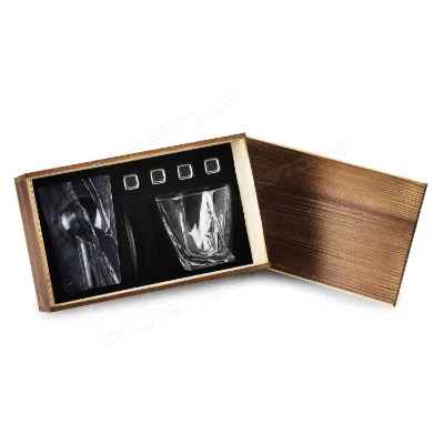 Wholesale Natural Marble Cigar Ashtray Gift Set 300ml for Twist Whiskey Glass Whiskey Stones & Wooden Box Slide Lid Portable Fea