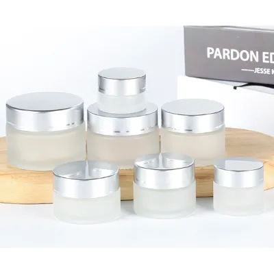 Skin care products jar glass custom logo glass skincare packaging custom matte glass jar with screw lid