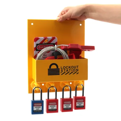 NT-K81 Compact Lockout Station High Visibility Yellow with Multiple Key Locking Devices and Warning Signs