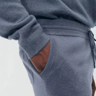 Pure Wool Cashmere Men's Hooded Sweater Trousers Drawstring Sweater Knitted Bottoming Trousers Two-piece Suit