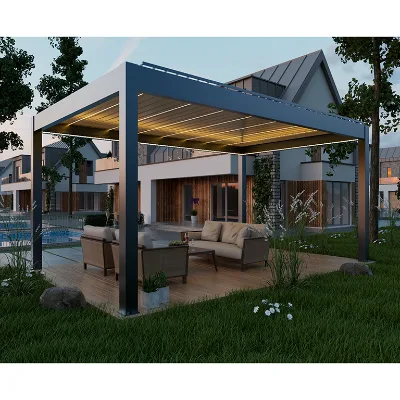 Bioclimatic Aluminum Pergola Waterproof Louvered Aluminium Pergola Roofing Outdoor Motorized Louvered Pergola