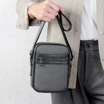 Trendy Men's Casual Korean Style Cross Body Messenger Woven Small Square Wholesale Fashionable for Youth Custom Shoulder Bag OEM