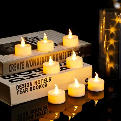 Flameless LED Tea Light Candle Small Red and White Battery-Powered with Flashing Feature for Party Activities