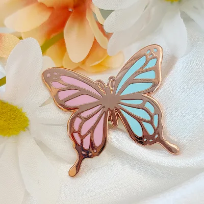 Beautiful Butterfly Pins Wholesale Custom Butterfly Pin Gold Translucent Enamel Pins