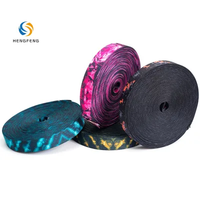 Ethnic Style Woven Double-Sided Imitation Nylon Eco-friendly Twill Webbing with Floral Pattern Customized Width & Digital Print