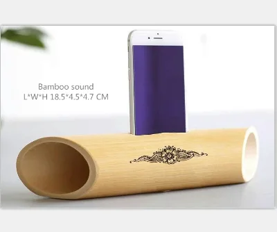 Bamboo Wooden Loudspeaker Mobile Phone Sound Amplifier Stand Double Sound Track Cell Phone Speakers