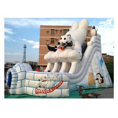 Arctic Plunge Polar Bear Giant Slide Bouncer Inflatable Dry Slide Amusement Park Slide for Kids and Adults