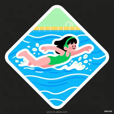 Private Label UV-Resistant Cartoon Swimming Kiss Cut Stickers for Goggles and Caps Custom