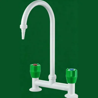 Excellent Durability No Leak 18mm Tube H-type Single Outlet Cold Hot Water Metal Lab Faucet for Cosmetic Testing School