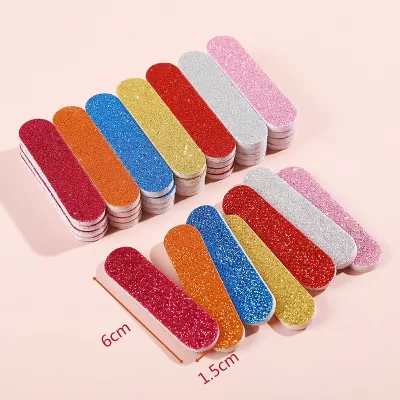 Wholesale New Shiny Silver Gold Pink Mini Eva Sponge Nail Files Glitter Manicure Mini File for Press on Nail DIY