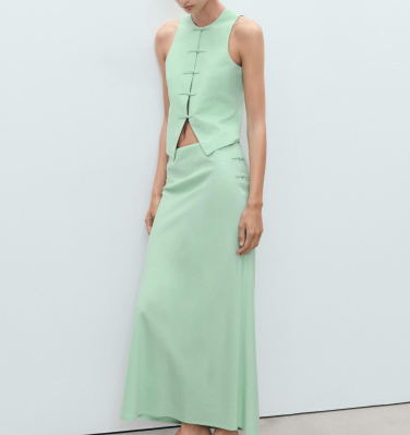 Stylish Linen Oriental  Inspired Two  Piece Ensemble Perfect for Cultural Events Elegant and Trendy