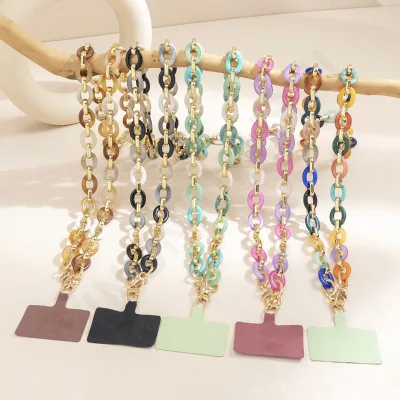 Acrylic Mixed Color Beaded Hanging Chain, Long Crossbody Mobile Phone Accessory Chain