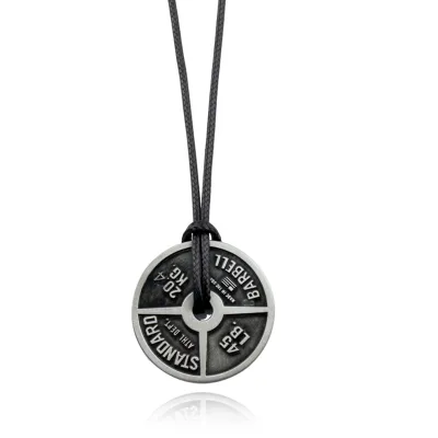 Fitness Gym Necklace Weight Plate Barbell Dumbbell Pendant Weightlifting Bodybuilding Exercise Jewelry Stainless Steel