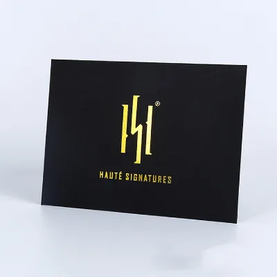 Normal Style Gold Foil logo Matt Black Envelope with Custom logo
