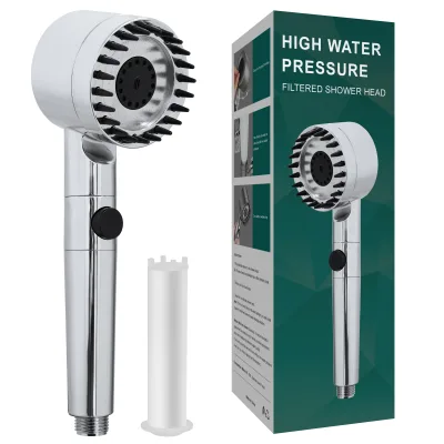 Popular Product Abs Plastic Chrome Filtered Shower Head 3 Function Shower Head Filter Plastic Shower Head With Filter Cotton
