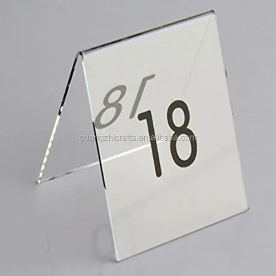 Clear Acrylic Table Number Gathering Tables Acrylic Sign Plaques V Shape Acrylic Table Sign Plate