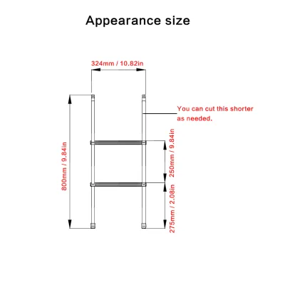 800mm Aluminum RV Interior Ladder, Non-Slip Camper Van Bunk Bed Step Ladder for Motorhome Caravan