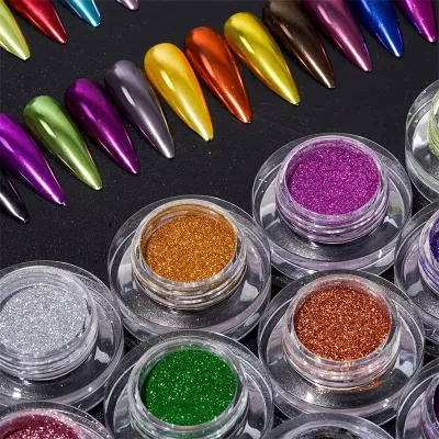 Mirror Effect Neon Nail Art Pigment Powder with Pearl & Chrome for Professional Nail Salon Use