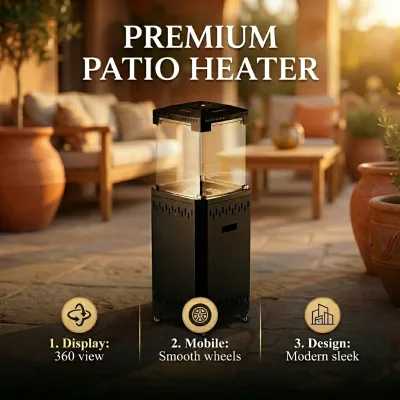 Reliable 11000W Modern Stainless Steel Mobile Gas Radiant Heater 13000 BTU Weatherproof for Home & Garden Outdoor Use