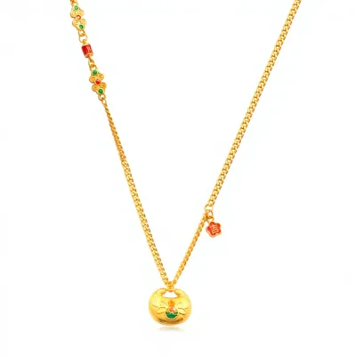Traditional-style Tungsten Alluvial Gold Peace-and-Prosperity Necklace Best-selling Versatile Clavicle Chain Exquisite