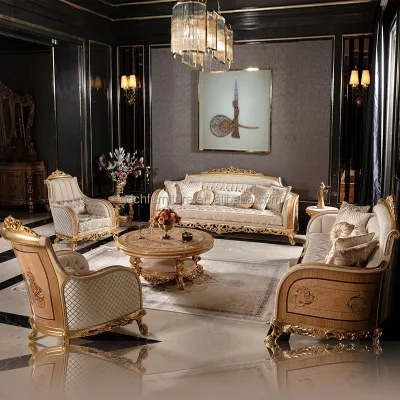 Royal European Style Sofa Classic Living Room Furniture Solid Wood Carved Luxury Classic Sofa Set