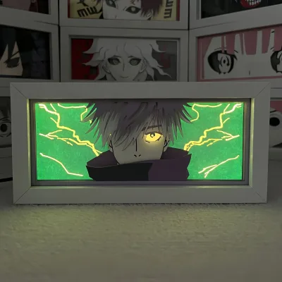 Anime Light Boxes GOJO RGB Multi Color Paper Cut Shadow Led Anime Lamp Handmade Cartoon Figures Light for Room Decor Otaku Gift