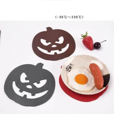 Promotion Custom Silicone Pumpkin Shaped Anti slip coaster Pumpkin coaster Party Heat-resistant Beverage Mat