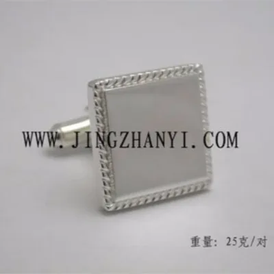 Solid Square Polished Sterling Silver Cuff Links for Men Engravable Shirt Hinge Graduation Gift for Weddings