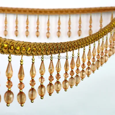 Gold Beads Tassel Fringe /trim for Garment Dancewear Bead Fringe