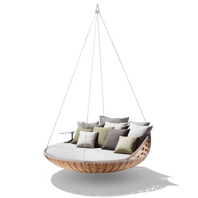 Modern Outdoor Furniture Synthetic Leisure Hanging Round Sunbed Swings for Hotel Resort Villa Garden Patio Park