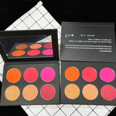 Create Your Logo Portable 2 in 1 Cream and Powder Concealer Blush Palette Multi Color Matte Long Lasting Blush for All Skin