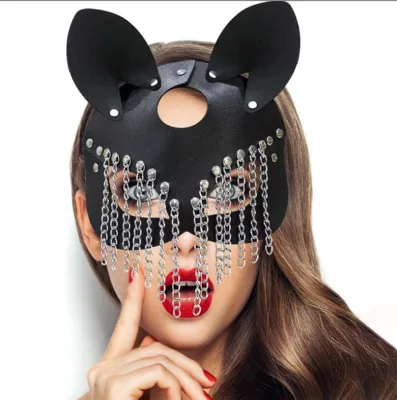 BDSM Fetish Costumes Latex Bondage Hood Faux Leather Restrict Sex Headgear Accessories Erotic Sex Tool for Women Black EyeMask%