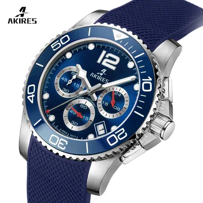 Great Design  Rubber Chronograph Watch Designer Fashion for Men Japan Miyota Quartz Calendar Watches