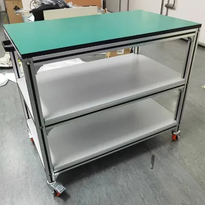 Aluminum Adjustable Workbench with Four-Wheel Trolley 500kg Capacity Industrial Use Garage Cart for Tools